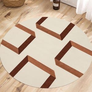 Tufted Rug | Round Carpet | 5x5, 6x6, 8x8, 9x9 | Bedroom, Living Room | Circle Area Rugs | Ivory Color | Handmade Wool | Contemporary Design