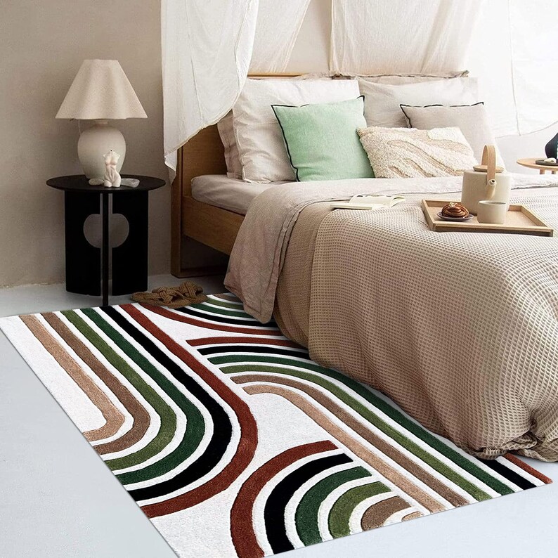 Hand Tufted Rug 5x7, Geometric Wool, Bedroom Carpet ! 6x9, 7x10, 8x11 ! Living Room, Hallway Rugs, Rectangular Carpets