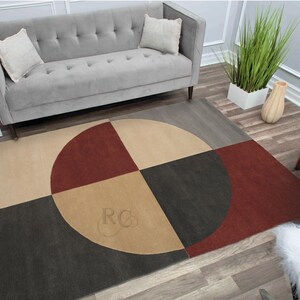 8x10 Geometric Rug ! Handmade ! Grey Area Rugs ! 7x10, 6x9, 5x8 ! Tufted Wool Carpet ! Bed, Living, Room, Hallway Carpets