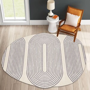 5x7 Oval Tufted Rug, Spiral Carpet, Handmade ! 6x9, 7x10, 8x10 ! Ivory Color, Sage Geometric Wool Rug, Bed, Living, Room Carpets