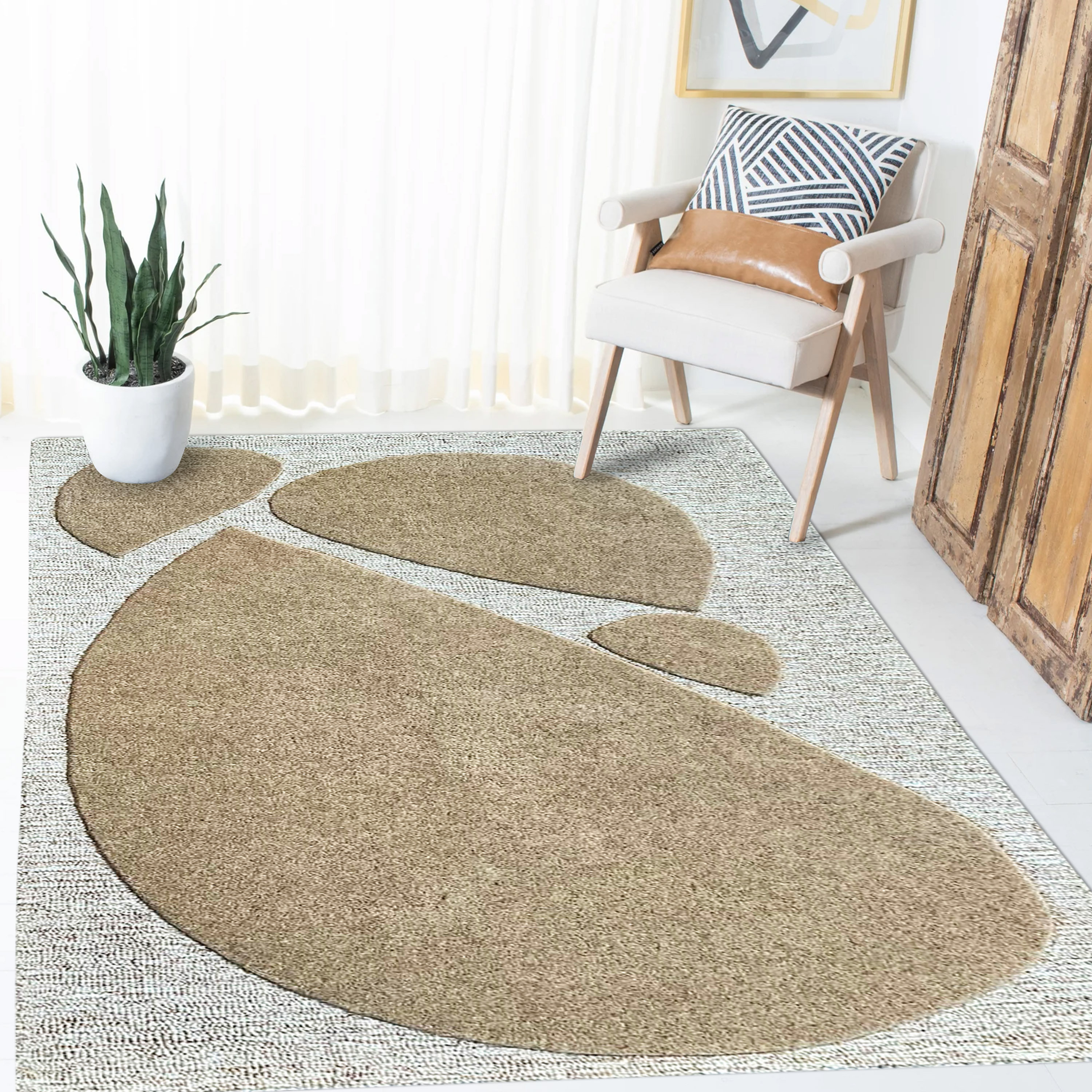 5x8 Hand Tuffed Rug, Geometric Carpet, Grey Color 6x9, 7x10, 8x11 ...