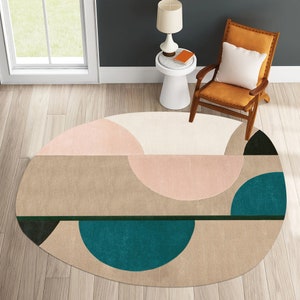 Geometric Rug 9x12, Oval Wool, Hand Tuffed 8x11, 7x10, 6x9, 5x8 Bed, Living, Room, Hallway Carpet Area Rugs image 2