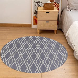 Round Hand Tufted Rugs | 8x8, 7x7, 9x9, 11x11 | Handmade Wool | Gray Color | Circle Area Rug | Living Room | Floor Carpet