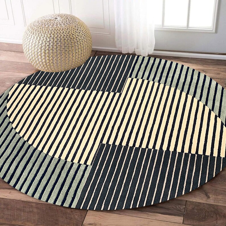 Round Grey Rug Wool Hand Tufted Grey Wool Circle Rug: Modern Geometric Carpet - Etsy