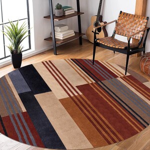 Tufted Rugs | 6x6, 7x7, 8x8, 9x9, 10x10 | Round Wool Carpet | Living, Bedroom | Beige Color Tufted | Handmade | Teppich Modern