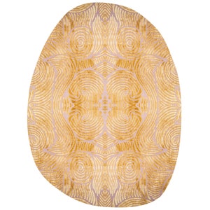 Area Rug 5x7 Hand Tuffed Carpet Oval Rugs 6x8, 7x10, 8x11 9x13 Living Room Carpets Geometric Wool Beige and Mustard Color image 5