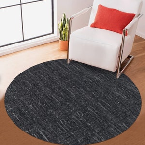 Black Area Rug 5x5 ! 6x6 Living Room Carpet ! Geometric Wool ! 7x7, 8x8, 9x9 ! 10x10 Hand Knotted Rugs ! Round Shape