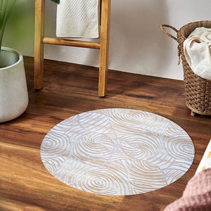 5x5 Hand Tufted Rug Round Shape Geometric Wool 6x6, 7x7, 8x8 9x9 Bedroom Rugs Ivory Color 10x10 Living Room Carpet image 5