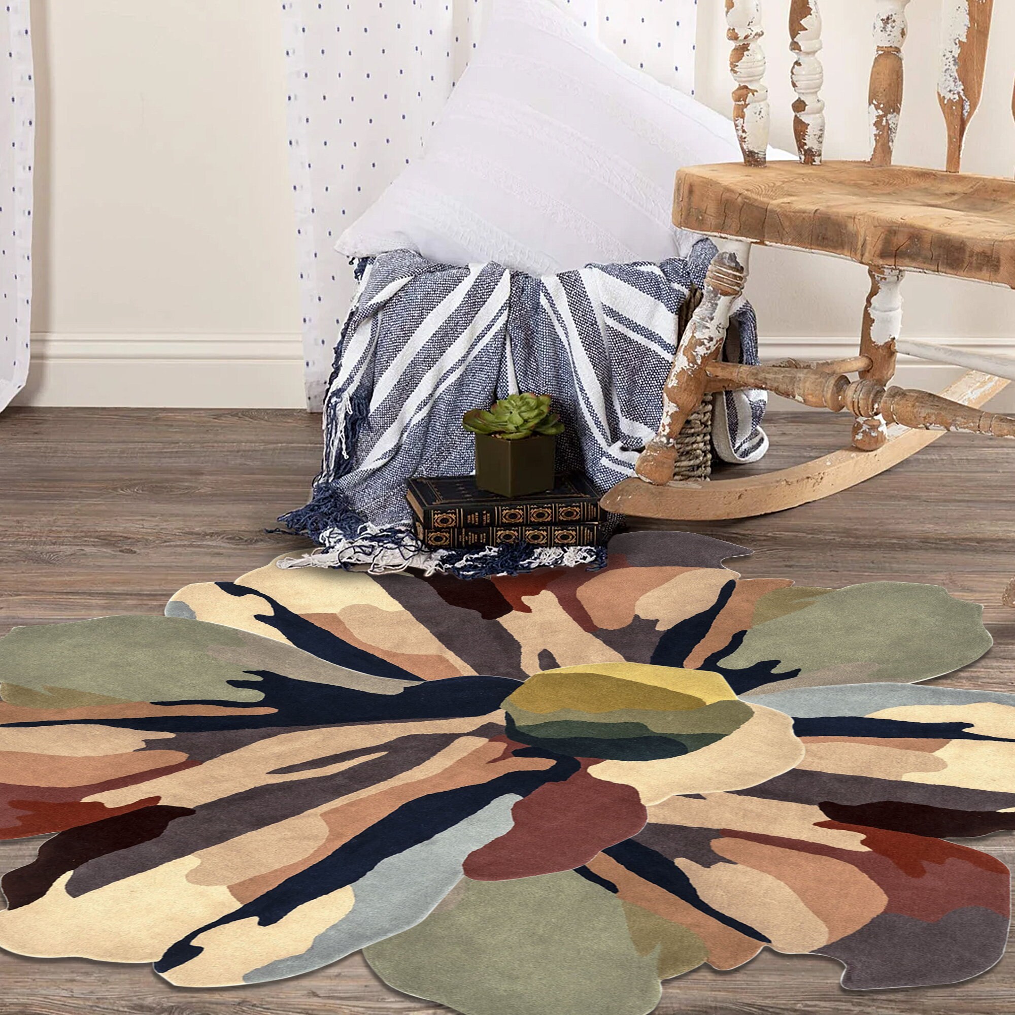 Floral Hand Tufted Round Area Rug 8x8 | Round Living Room Floral Rug ...