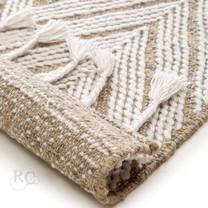 8x10 Handmade Rug, Flat Weave Carpet, Ivory Wool ! 7x10, 6x9, 5x7 ! Bed, Living, Room Carpets, Hand Woven Rugs, Geometric Design