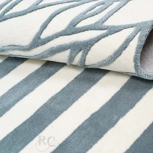 5x5 Geometric Rug Wool Tufte Carpet Irregular Shape 6x6, 7x7, 8x8 Bed, Living, Room, Rugs Handmade image 4