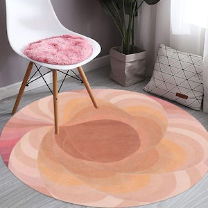 Pink modern rug 11x11 ! Tuft carpet 10x10 ! Handmade wool ! Round area rugs 9x9 ! Bedroom, Living room ! Large size carpets