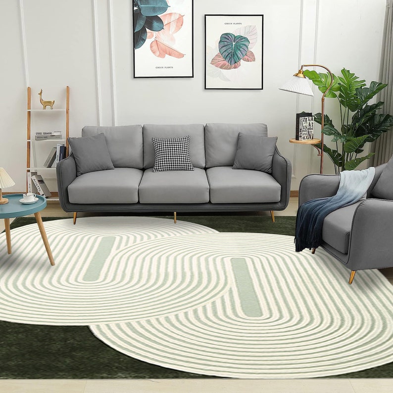 Green Area Rug 5x8, Wool Tufte, Handmade ! 6x9, 7x10, 8x11 ! 9x12 Bedroom Rugs, Geometric Wool, 10x13 Living Room Carpet