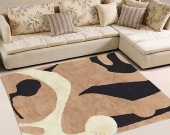 Area Rug 8x10 ! 7x10, 6x8, 5x7 ! Beige Carpets, Handmade, Tuffed Wool, Geometric Rugs, Bed, Living, Room, Hallway Carpet