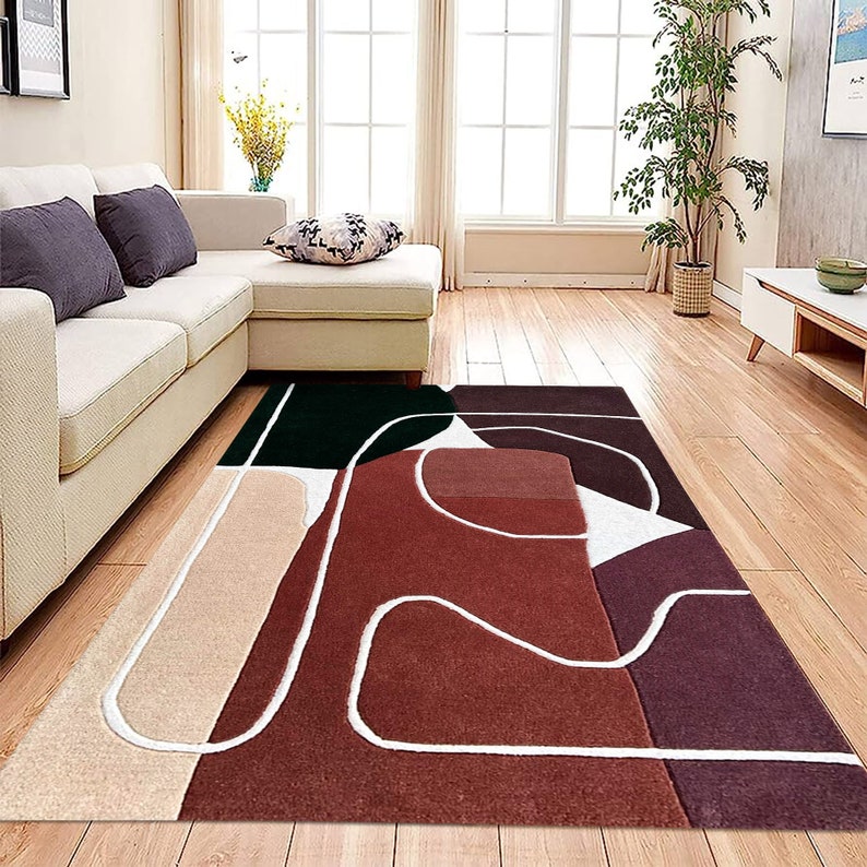 Viscose Rug 9x13, Handmade Tufted, Abstract Carpet ! 8x11, 7x10, 6x9, 5x8 ! Rectangle Shape, Bed, Living, Room