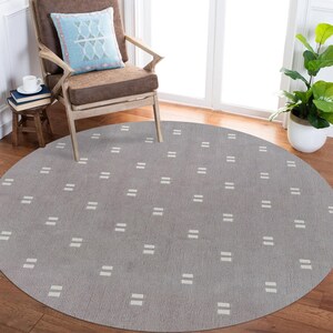 Grey Round Rugs | 8x8, 9x9, 10x10, 6x6 | Handmade | Wool Area Rug | Circle Carpet | Hand Tufted | Living, Bedroom