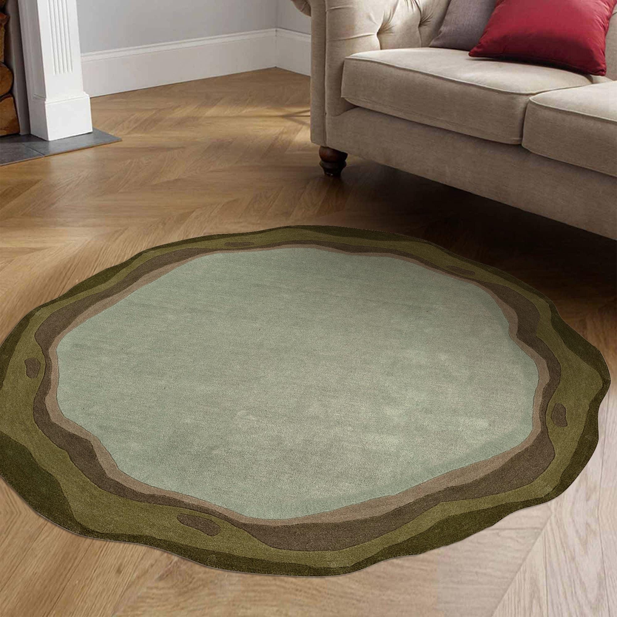 Hand Tufted Round Wool Rug: Green Circle Area Carpet - Etsy
