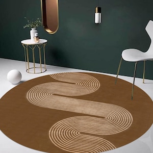 Hallway rugs ! Tufted carpets ! Handmade wool ! 6x6, 7x7, 8x8, 9x9 ! Round area rug ! Brown color ! Bed, Living, room