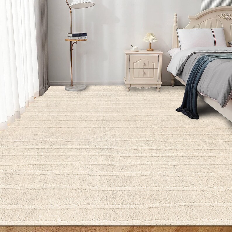 Cream Area Rug 7x10 8x11 Bedroom Carpet 9x13 Hallway Rugs 10x10, 10x14 Geometric Design Hand Knotted Carpets image 3