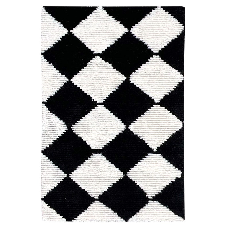 Geometric Rug 9x12 ! Hand Tuffed ! Black and White Carpet ! 8x11, 7x10, 6x9 ! Rugs for Living Room, Hallway