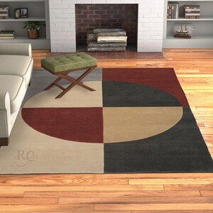 8x10 Geometric Rug ! Handmade ! Grey Area Rugs ! 7x10, 6x9, 5x8 ! Tufted Wool Carpet ! Bed, Living, Room, Hallway Carpets