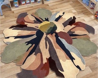 Floral Area Rug 5x5 ! Hand Tuffed ! Round Wool ! 6x6, 7x7, 8x8, 9x9 ! 10x10 Living Room Rugs ! 11x11 Bedroom Carpet