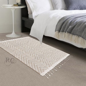 8x10 Handmade Rug, Flat Weave Carpet, Ivory Wool ! 7x10, 6x9, 5x7 ! Bed, Living, Room Carpets, Hand Woven Rugs, Geometric Design