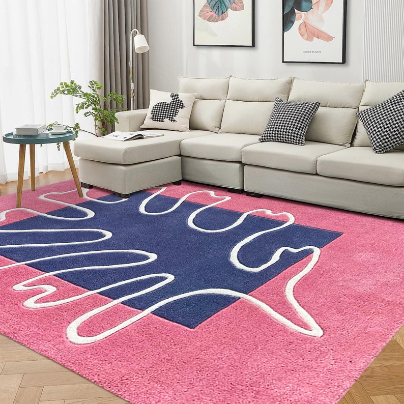 9x13 Pink Area Rug ! Hand Tufting ! Geometric Wool ! 8x11, 7x10, 6x9, 5x8 ! Hallway, Living, Bed, Room Carpet