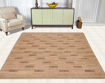 Viscose Area Rug 7x10 ! 8x11, 9x13, 10x14 ! 5x7 Bedroom Carpet ! Geometric Wool ! 6x9 Living Room Rug ! Hand Woven Rugs