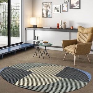 5x7 Oval Wool Rug 6x8, 7x10 Geometric Carpet, Hand Tufting, Bed, Living, Kids, Room, Hallway Area Rugs image 3
