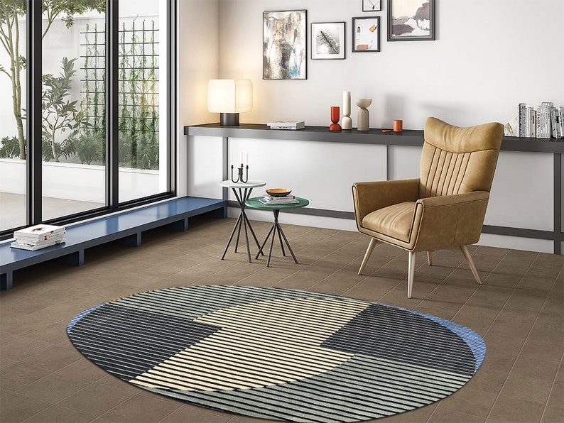 5x7 Oval Wool Rug 6x8, 7x10 Geometric Carpet, Hand Tufting, Bed, Living, Kids, Room, Hallway Area Rugs image 3