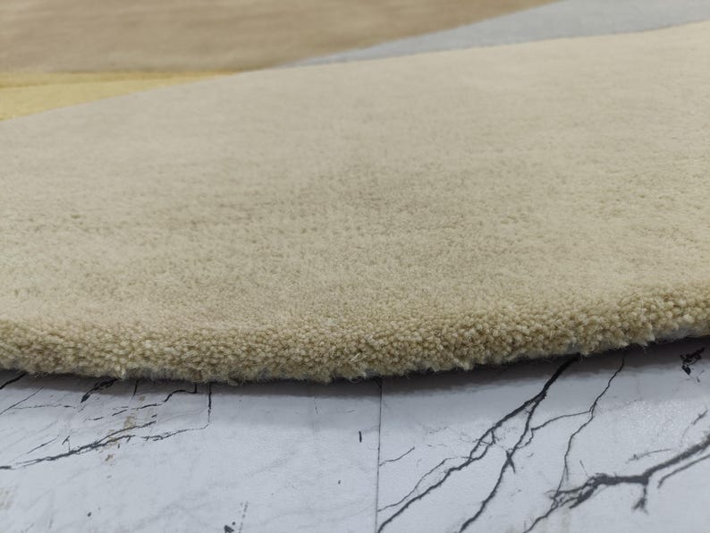 Yellow Round Rug: Hand Tufted Modern Wool Rug 9x9, 10x10 image 13