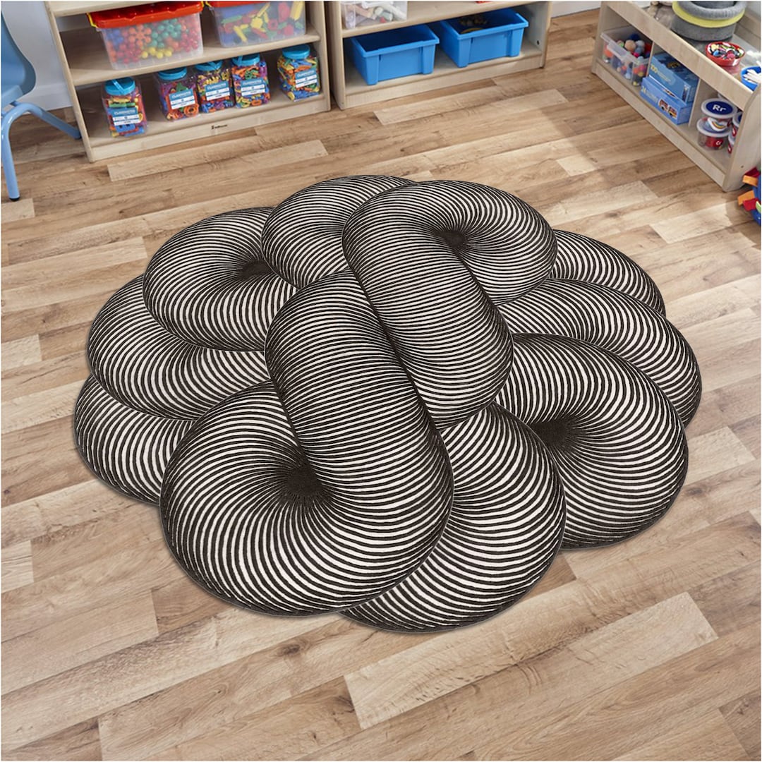 Hand Tufted Wool Rug: Black Spiral Carpet, Round Rug - Custom Size - Etsy