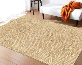 Beige Rug 7x10, Flat Weave ! 8x11, 9x13 ! 10x14 Living Room Carpet, Handmade Wool, 6x9 Bedroom Rugs, Hallway Carpets