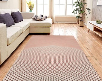 8x11 Area Rug ! Tuffed Wool ! 7x10, 6x8 ! Handmade Carpet ! Pink Rug for Living Room ! Contemporary Bedroom