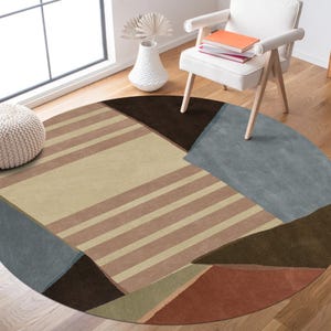 Premium Wool Round Rug for Living and Kids’ Room, Modern Tufted Carpet, 8x8, 9x9, 10x10, 11x11 Sizes Available
