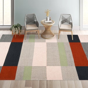7x10 Woven Rug Geometric Carpet 8x11, 9x13, 10x14 Flat Weave Handmade Rugs Bed, Living Room Carpets image 5