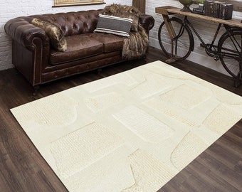 White Area Rug 6x9 ! Handmade ! 7x10, 8x11, 9x13 ! Bed, Living Room Carpets ! Hand Woven Rugs ! Geometric Design ! Flat Weave Carpet