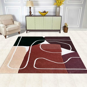 Viscose Rug 9x13, Handmade Tufted, Abstract Carpet ! 8x11, 7x10, 6x9, 5x8 ! Rectangle Shape, Bed, Living, Room