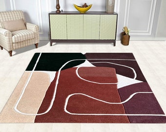 Viscose Rug 9x13, Handmade Tufted, Abstract Carpet ! 8x11, 7x10, 6x9, 5x8 ! Rectangle Shape, Bed, Living, Room