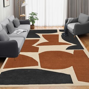 Tufted Area Rugs 5x7, 6x8, 7x10 Geometric Wool Handmade Rug Contemporary Living, Bed, Kids Room Carpet Custom Available image 4