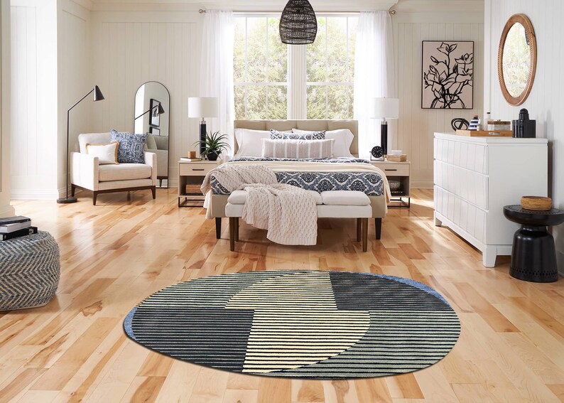 5x7 Oval Wool Rug 6x8, 7x10 Geometric Carpet, Hand Tufting, Bed, Living, Kids, Room, Hallway Area Rugs image 2