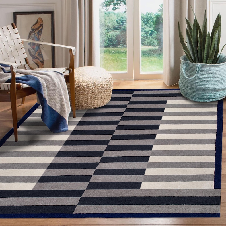 Area Rugs 12x15 Grey and Black Wool 11x13, 11x11, 10x14, 10x10 Bedroom