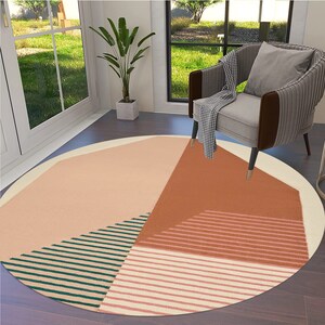 Hand Woven, Geometric Carpet, Round Rug, 9x9, 10x10, 11x11, 12x12, Woven Wool Rugs, Living Room Carpet