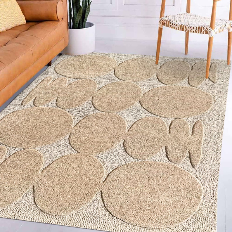 Viscose Area Rug 7x10, Handmade Carpet, Geometric Wool ! 8x11, 9x12, 10x13 ! Large Area Rugs, Tufted Carpet, Bed, Living Room