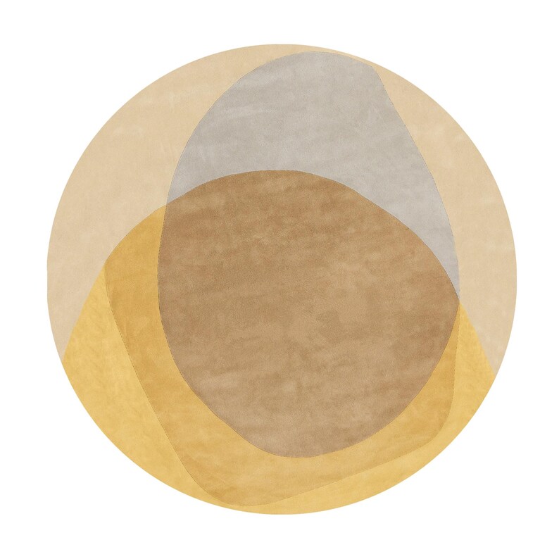 Yellow Round Rug, Hand Tufted, Modern Wool Rug, 9x9, 10x10, 12x12, 13x13, Large Area Rugs, Handmade Rugs, Living Room Rugs