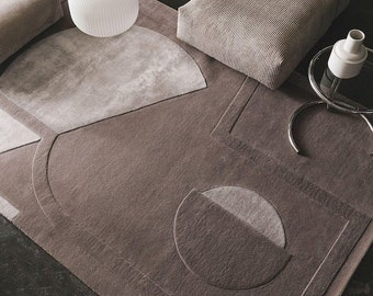 5x7 Tufted Rug Grey, Handmade ! 6x8, 7x10 ! Geometric Wool, Area Rugs, Rectangle Shape, Bed, Living Room Carpet