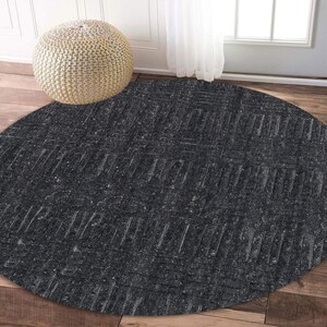 Black Area Rug 5x5 ! 6x6 Living Room Carpet ! Geometric Wool ! 7x7, 8x8, 9x9 ! 10x10 Hand Knotted Rugs ! Round Shape