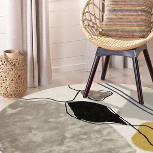 Grey Area Rug 8x8 Hand Tufted Carpet 9x9, 10x10 Round Rugs, 7x7 Bedroom Carpet, Geometric Wool, Living, Kids, Room, Hallway Carpets image 4