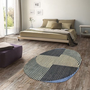5x7 Oval Wool Rug 6x8, 7x10 Geometric Carpet, Hand Tufting, Bed, Living, Kids, Room, Hallway Area Rugs image 4
